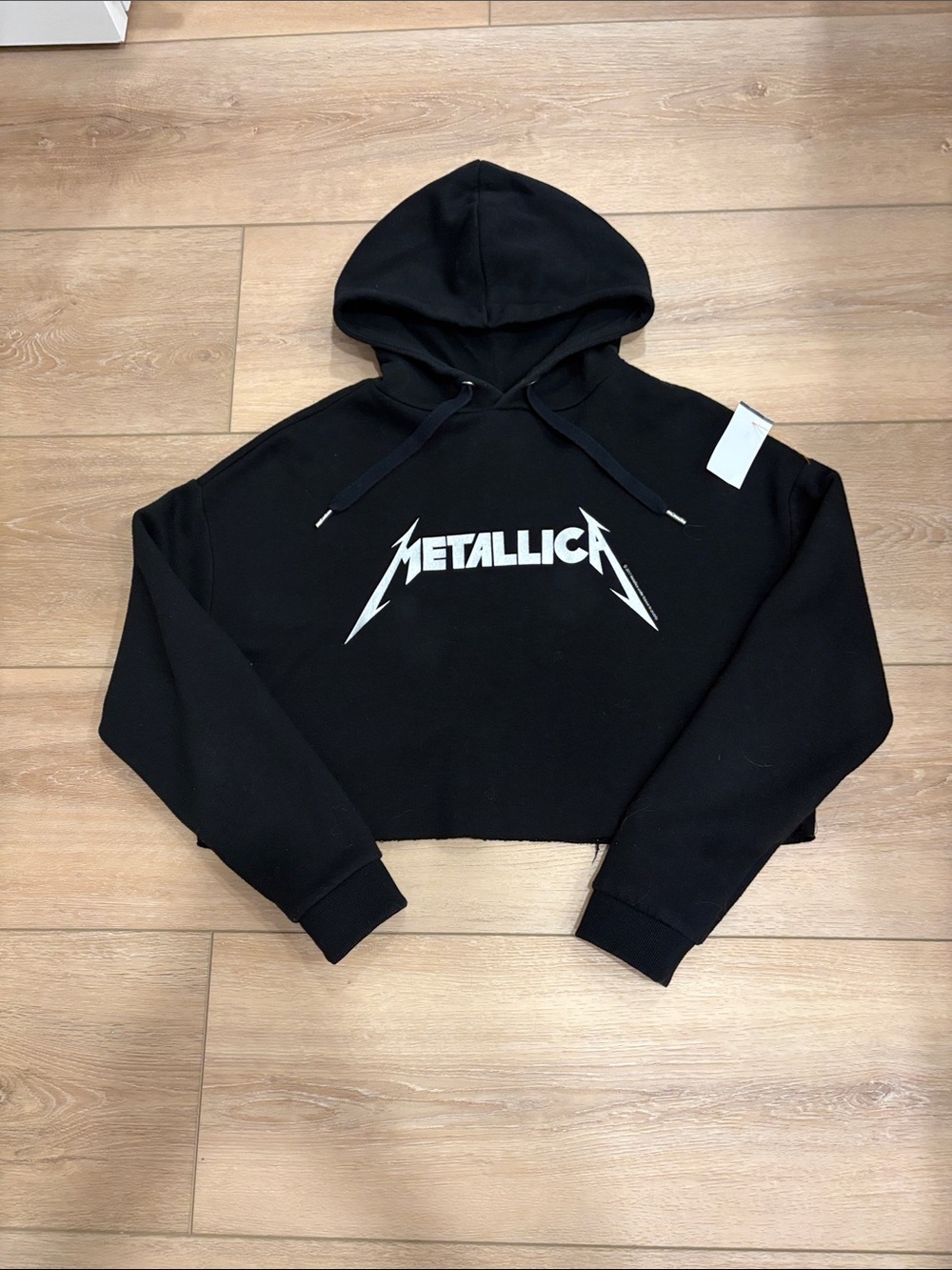 Metallica Black Cropped Hoodie with Logo